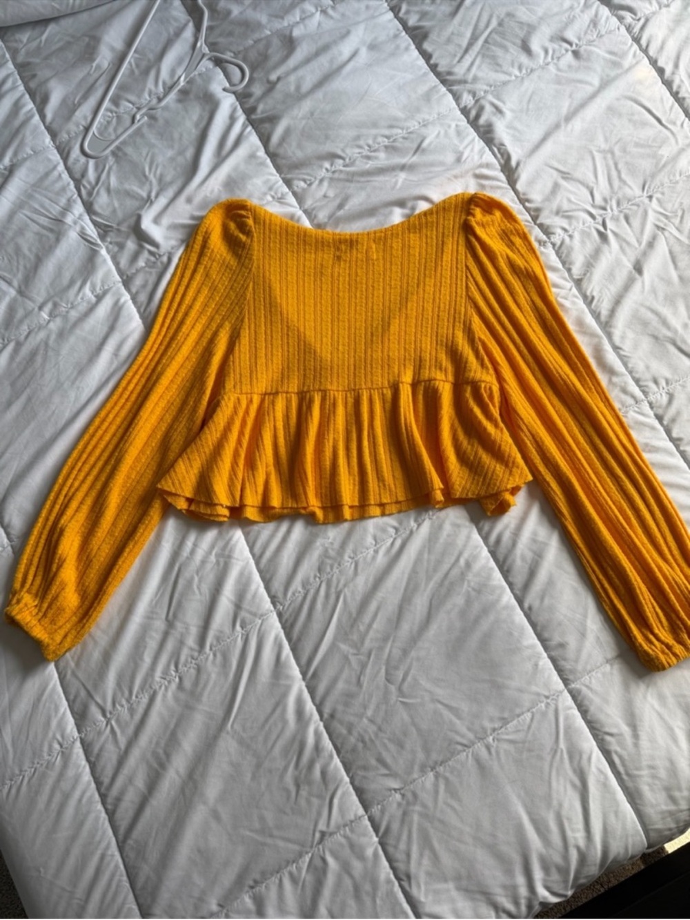 Urban Outfitters Mustard Babydoll Knit Top Balloon Sleeve Boho XS - Picture 8 of 10